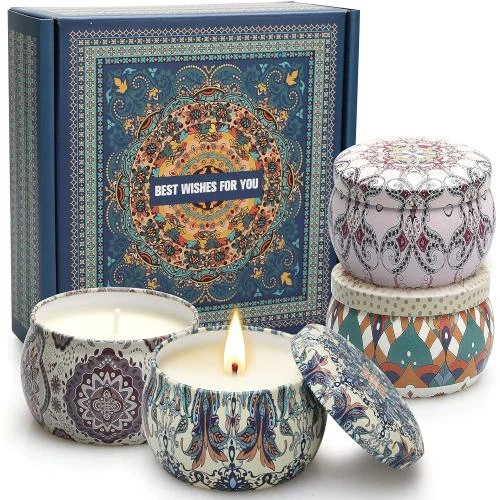 Bougies parfumées aromathérapie, lot de 4, cadeau idéal - Vue principale