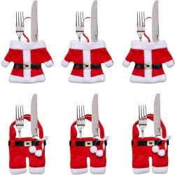 Porte Couverts Noël Original, Costume Père Noël, 6 pièces