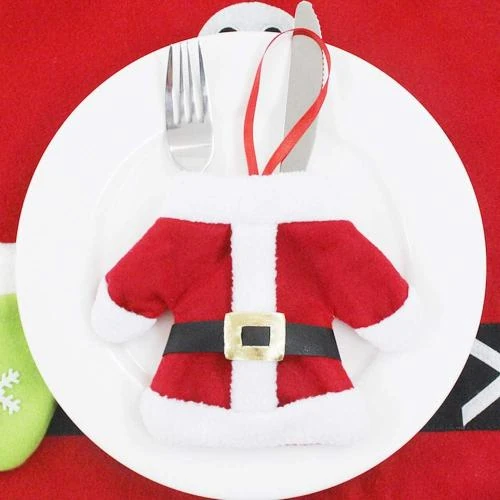 Zoom sur Porte Couverts Noël Original, Costume Père Noël, 6 pièces