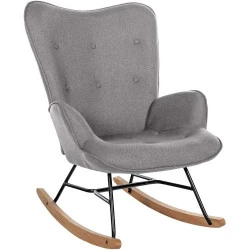 Chaise à Bascule Sanka CLP, Fauteuil Relaxation Tissu, Bois