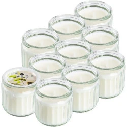 Ikea ADLAD 10 Bougies Parfumées Blanches Verre Bois