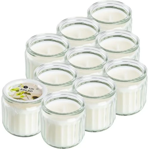 Ikea ADLAD 10 Bougies Parfumées Blanches Verre Bois - Vue principale