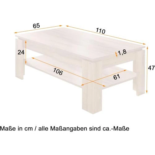 Zoom sur Table Basse Melamine Chêne Sable Trendteam Smart Living
