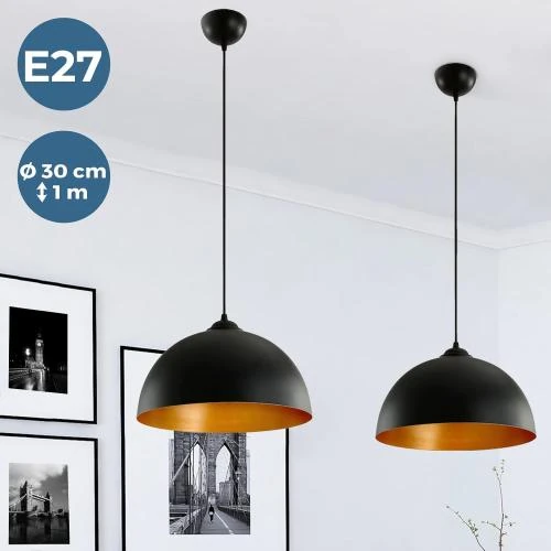 Détail de Suspensions Luminaires LED Noir Doré, Style Industriel Vintage