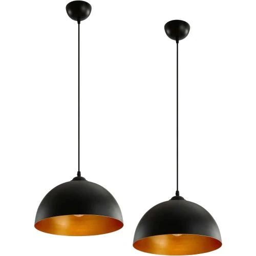 Suspensions Luminaires LED Noir Doré, Style Industriel Vintage - Vue principale