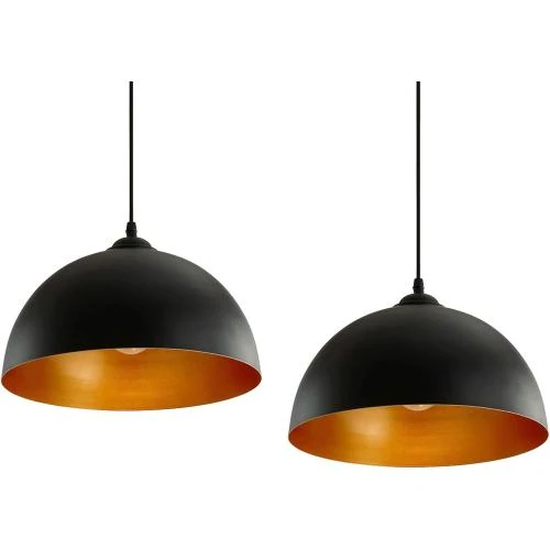 Zoom sur Suspensions Luminaires LED Noir Doré, Style Industriel Vintage