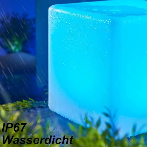 Détail de Bonetti Cube lumineux solaire LED IP67, 8 couleurs RVB