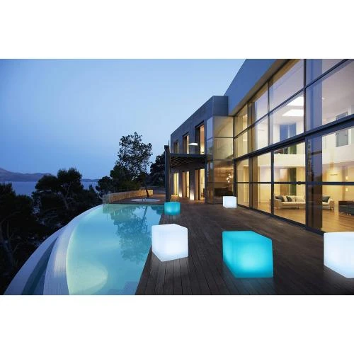 Bonetti Cube lumineux solaire LED IP67, 8 couleurs RVB - Vue principale