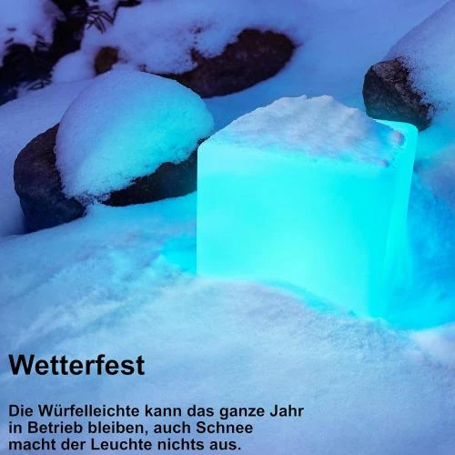 Zoom sur Bonetti Cube lumineux solaire LED IP67, 8 couleurs RVB