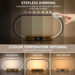 Lampe de Chevet Tactile avec Horloge et Chargeur Sans Fil en situation