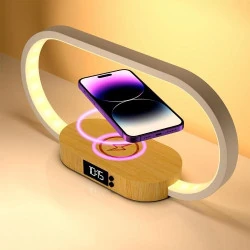 Lampe de Chevet Tactile avec Horloge et Chargeur Sans Fil