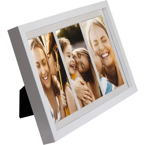 Zoom sur Cadre multi photo triptyque, blanc, 3 photos 10x15 cm