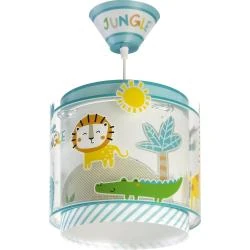 Lampe suspension enfant Little Jungle, animaux colorés