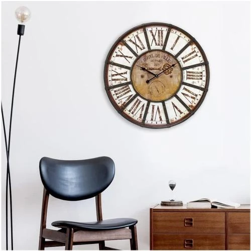 Détail de Horloge Murale Marron, Charme Industriel, Silencieuse