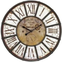 Horloge Murale Marron, Charme Industriel, Silencieuse