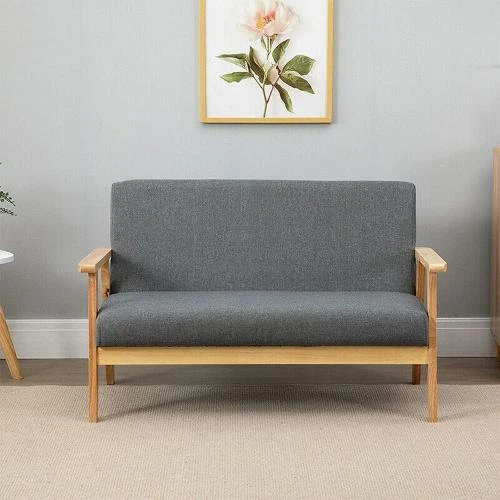 Détail de Dripex Canapé Moderne Scandinave Bois Lin Gris Foncé