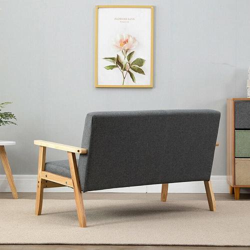 Présentation de Zoom sur Dripex Canapé Moderne Scandinave Bois Lin Gris Foncé