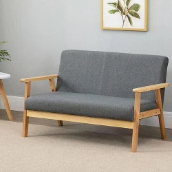 Dripex Canapé Moderne Scandinave Bois Lin Gris Foncé