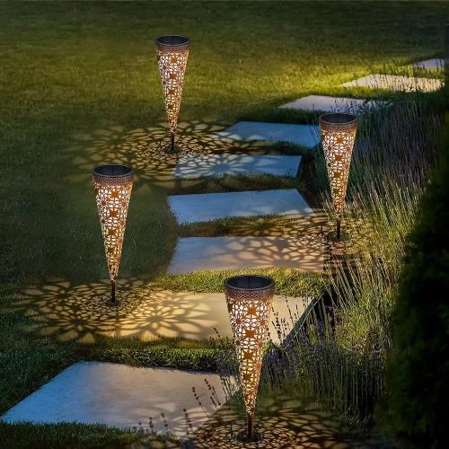 Détail de Lampes solaires métal, 2 pièces, LED blanc chaud, étanches