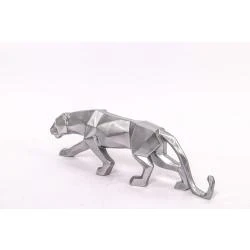 Statuette Léopard Argenté, Sculpture Panthère Résine Artisanale en situation