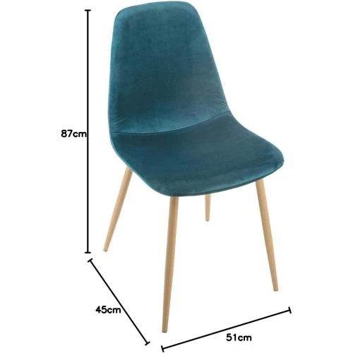 Zoom sur Chaise Velours Bleu Canard, Élégance Atmosphera