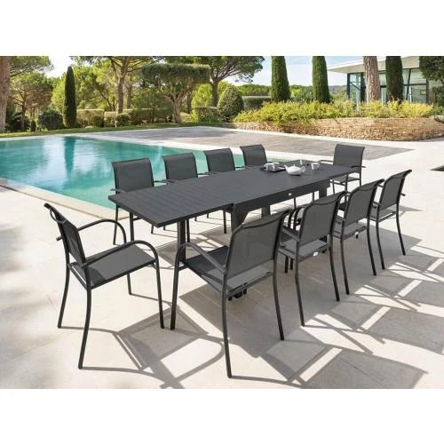 Détail de Table Extensible Hesperide Piazza Alu 6-10 Places Graphite