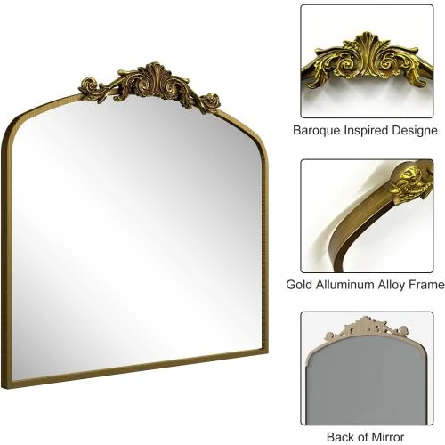 Zoom sur Miroir antique doré SMIROR, style vintage baroque