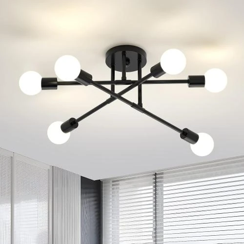 Lustre Vintage Namito, Plafonnier Industriel 6 Lumières - Vue principale