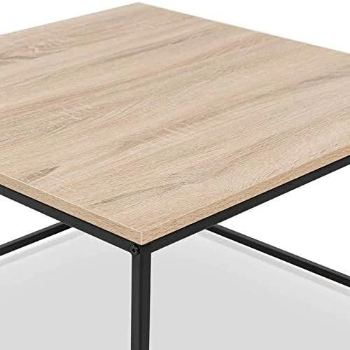 Zoom sur Table Basse Industrielle Detroit, Design Carré, Style Loft Moderne