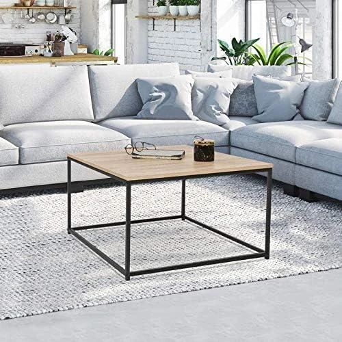 Détail de Table Basse Industrielle Detroit, Design Carré, Style Loft Moderne