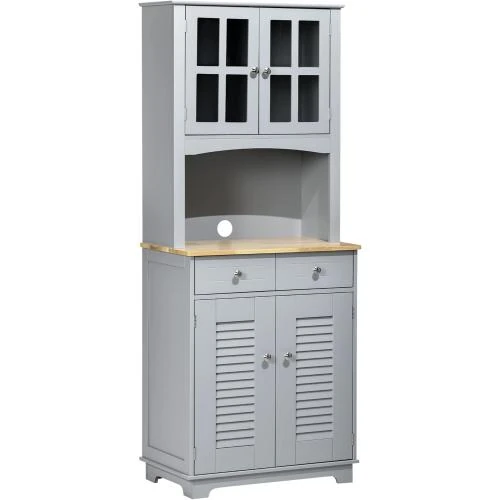 Buffet haut HOMCOM, meuble rangement bois, gris classique - Vue principale