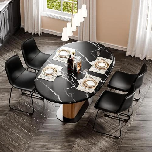 Chaises salle à manger modernes, cuir synthétique, noir, lot 4 - Vue principale
