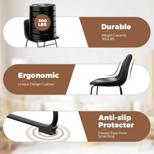 Zoom sur Chaises salle à manger modernes, cuir synthétique, noir, lot 4