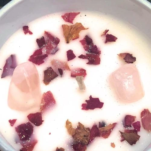 Zoom sur Bougie Soja 60e Anniversaire, Quartz Rose, Gemini Gifts