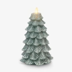 Bougie LED sans flamme, finition pailletée, vert iceberg