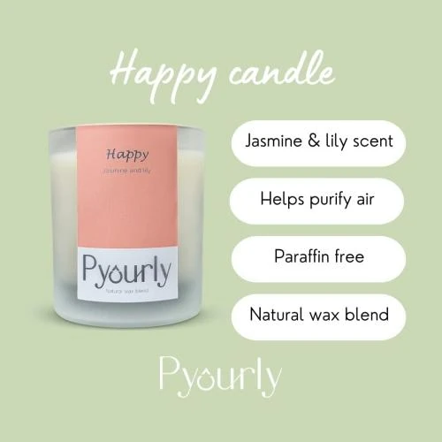Zoom sur Bougie parfumée jasmin, cire luxe non toxique, 40h