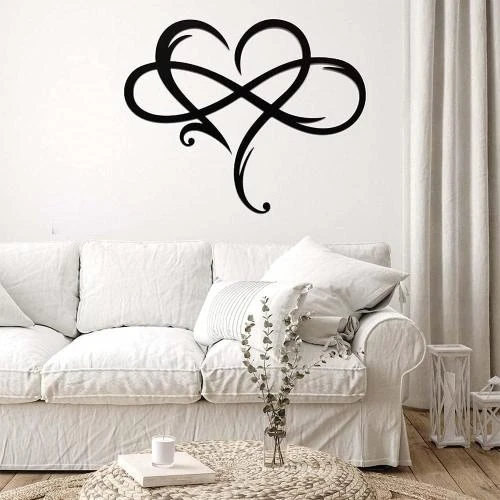 Zoom sur Décoration Murale Métal Cœur Infini - Sculpture Élégante pour Salon