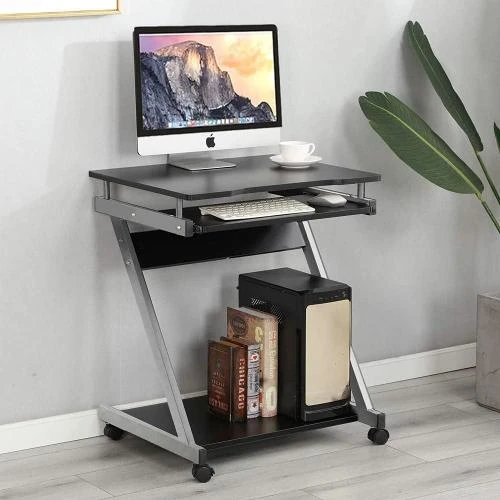 Détail de Dripex Bureau Mobile Noir, Table Informatique Roulettes