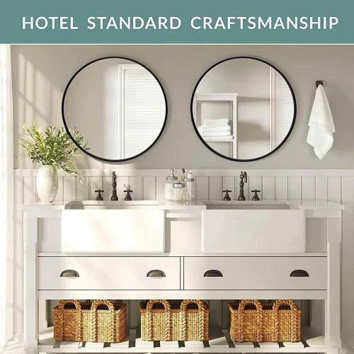 Détail de Miroir décoratif rond PROHOMEWARE, cadre métal moderne