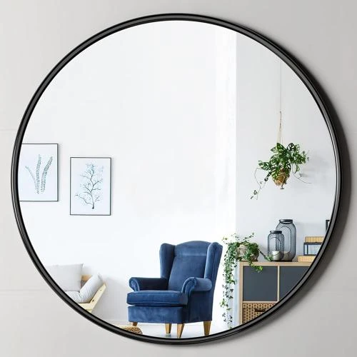 Miroir décoratif rond PROHOMEWARE, cadre métal moderne - Vue principale
