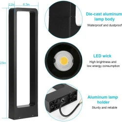 Lampe de Jardin LEDMO 12W 3000K IP65 Noire Aluminium en situation