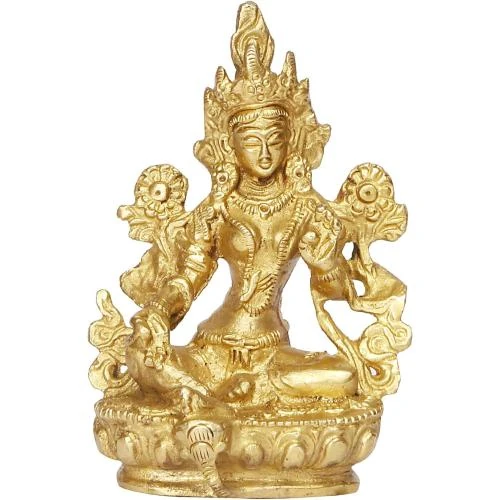 Détail de Sculpture laiton Déesse Tara Devi ARTVARKO, déco tibétaine