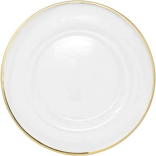 Détail de Assiettes en verre transparent, bord métallique doré, lot 4