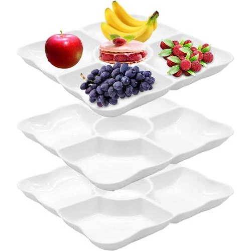 Assiettes à Compartiments GYSRXS, Plastique Réutilisable Blanc - Vue principale