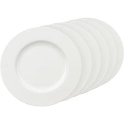 Assiette plate porcelaine Bone Villeroy Boch, Blanc, 6 pièces
