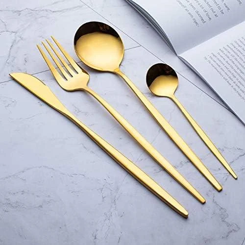 Détail de Twbbt Couverts inox 24 pièces, Miroir doré, Lave-vaisselle
