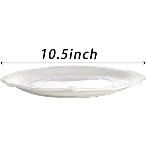 Détail de SOUJOY Assiettes plates porcelaine blanche, relief, 6 pièces