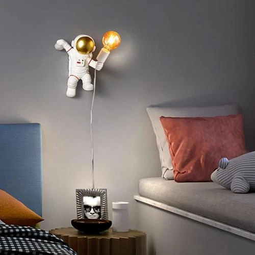 Détail de Applique Murale Enfant Astronaute, Lampe Murale Blanc, Interrupteur