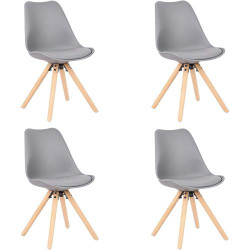 Présentation Chaises de Cuisine en Bois Rembourrées, Lot de 4, Gris