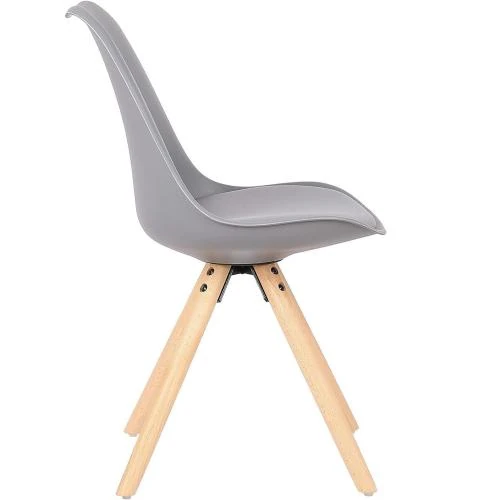 Zoom sur Chaises de Cuisine en Bois Rembourrées, Lot de 4, Gris